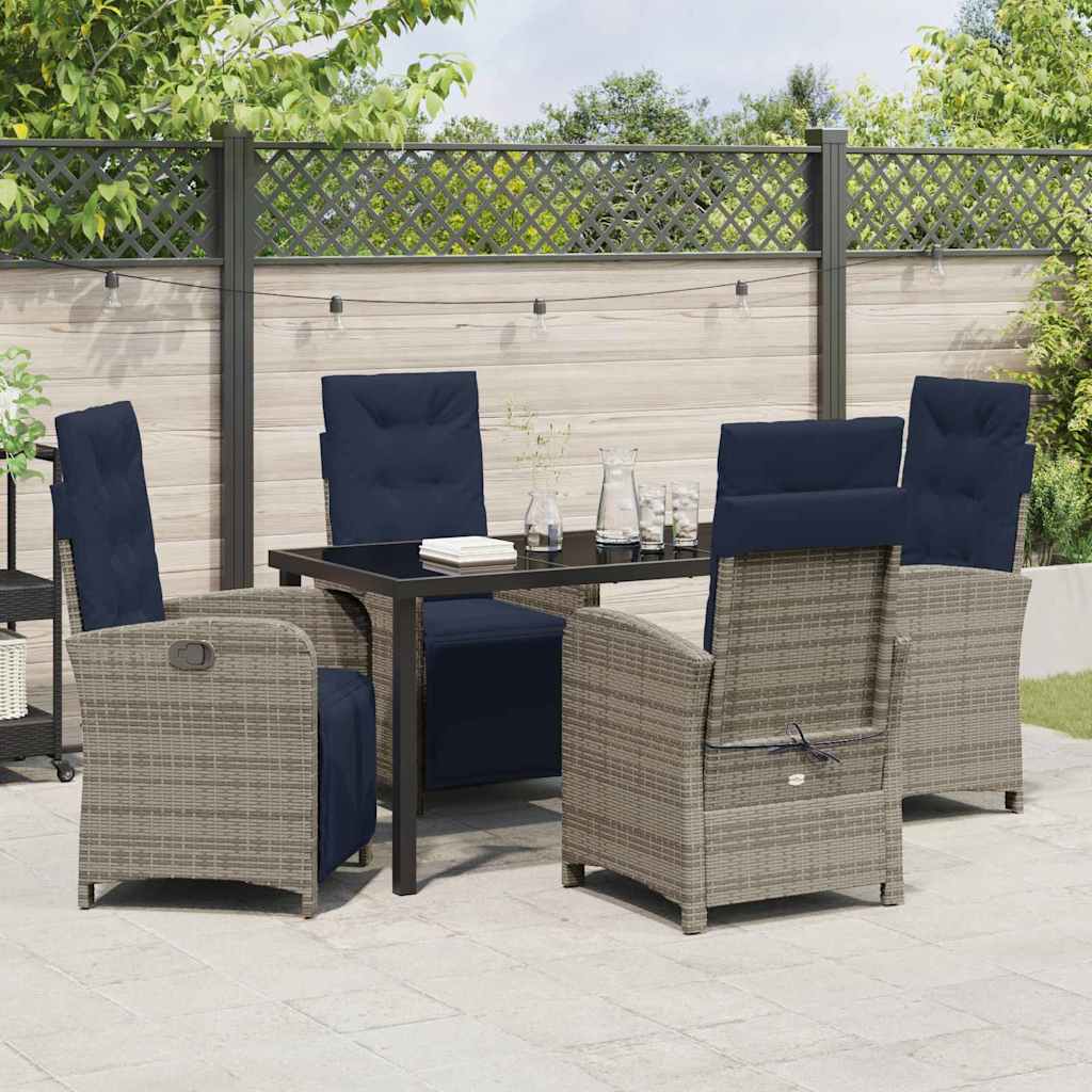 Have Spisebordssæt med pude 5 pcs Grå polyrattan