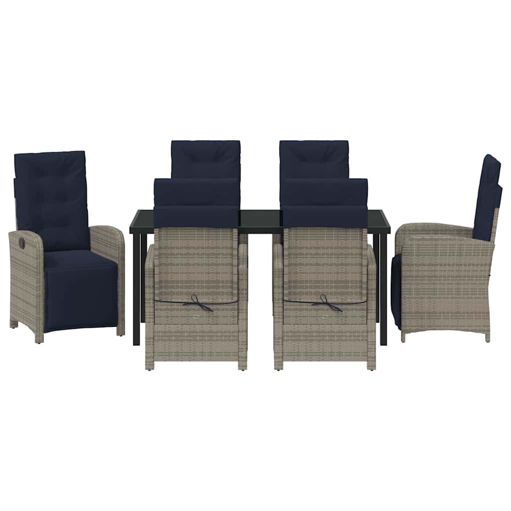 Have Spisebordssæt med pude 7 pcs Grå polyrattan