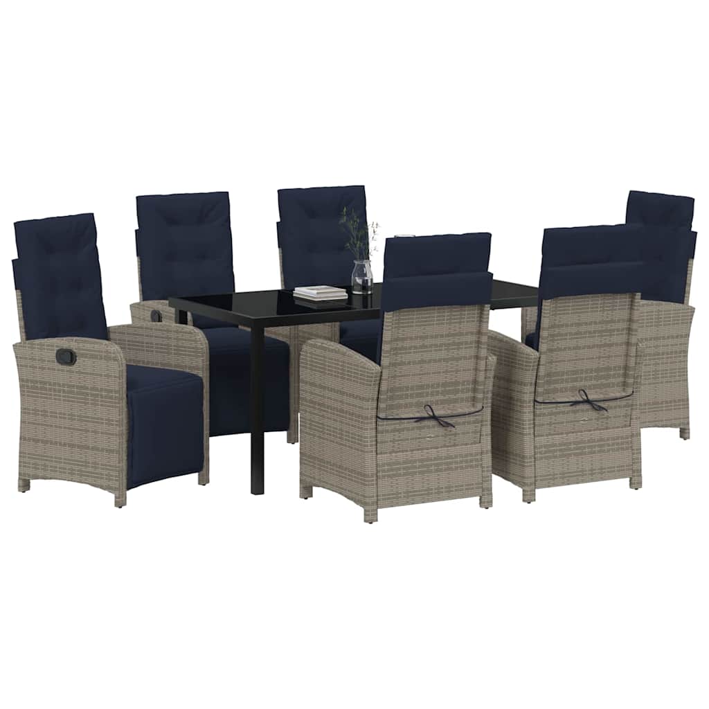 Have Spisebordssæt med pude 7 pcs Grå polyrattan