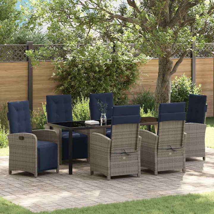 Have Spisebordssæt med pude 7 pcs Grå polyrattan