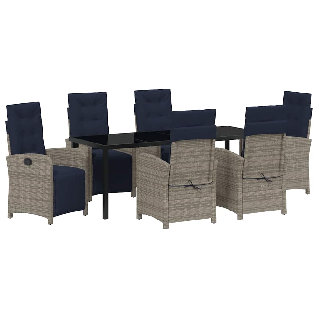 Have Spisebordssæt med pude 7 pcs Grå polyrattan