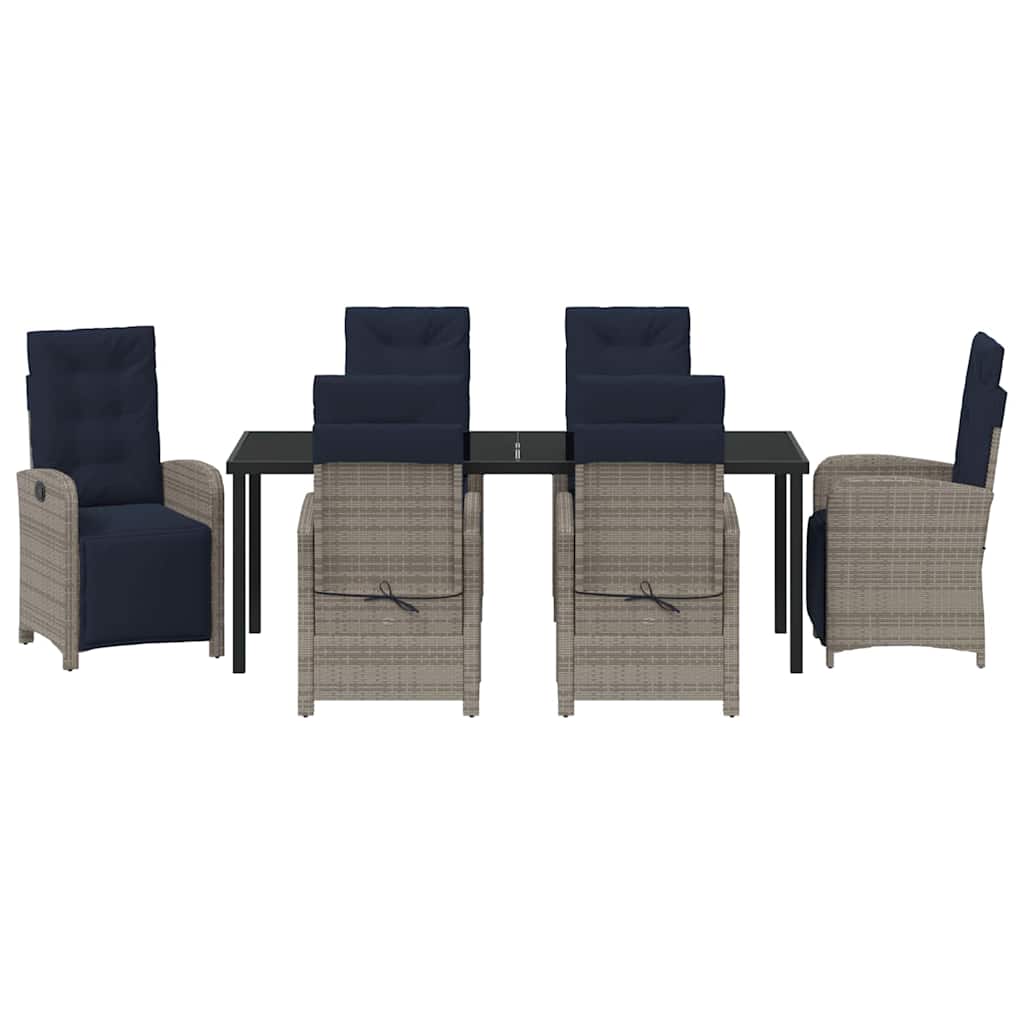 Have Spisebordssæt med pude 7 pcs Grå polyrattan