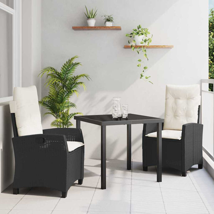 Have Spisebordssæt med pude 3 pcs Sort polyrattan