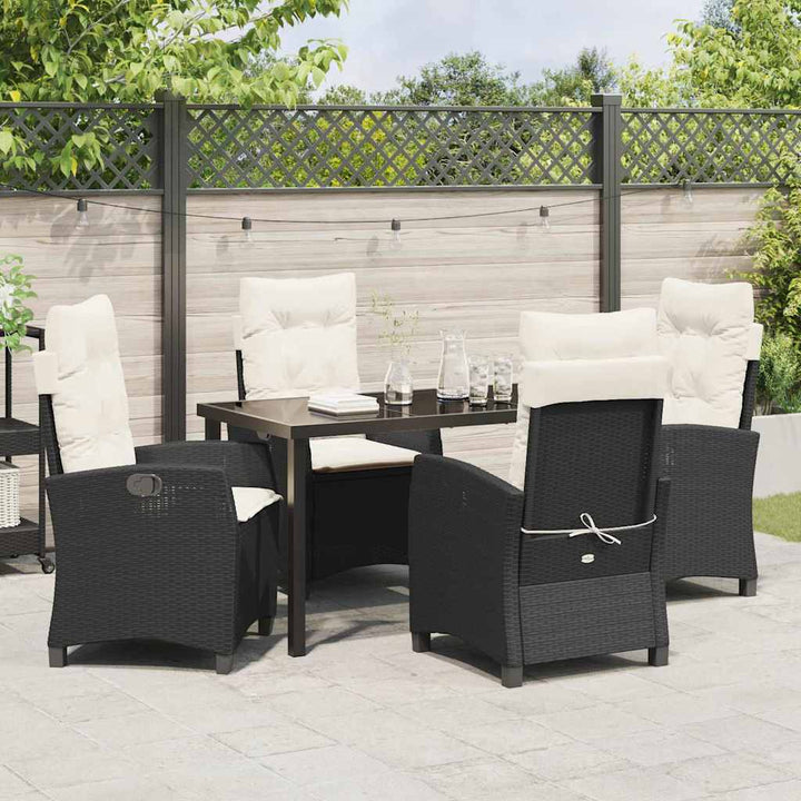 Have Spisebordssæt med pude 5 pcs Sort polyrattan