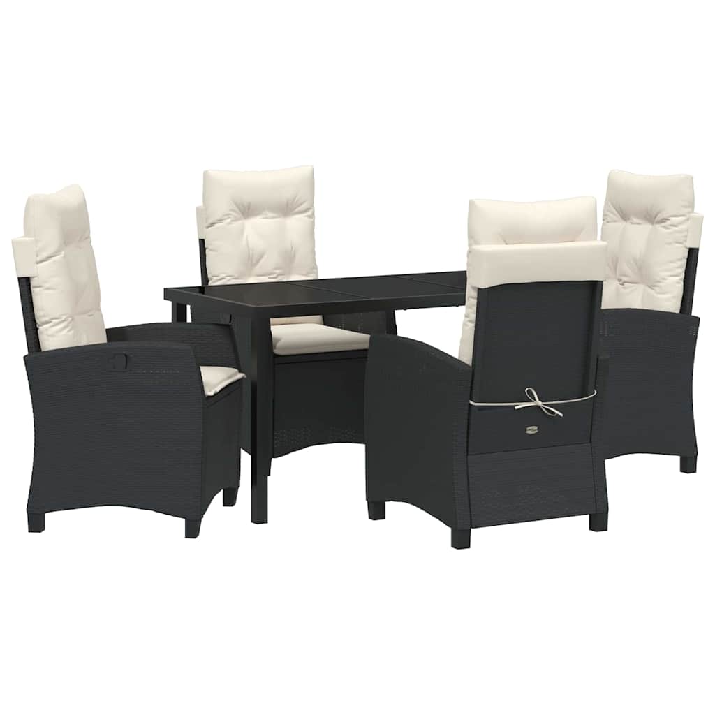 Have Spisebordssæt med pude 5 pcs Sort polyrattan