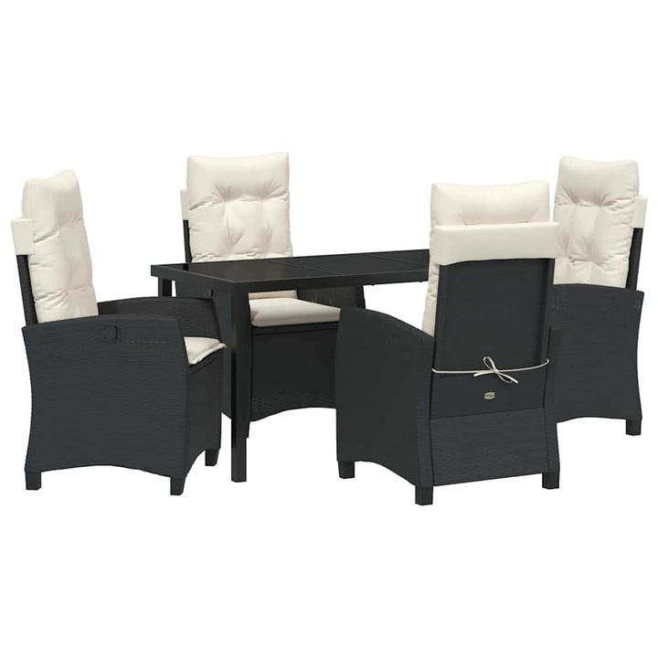 Have Spisebordssæt med pude 5 pcs Sort polyrattan