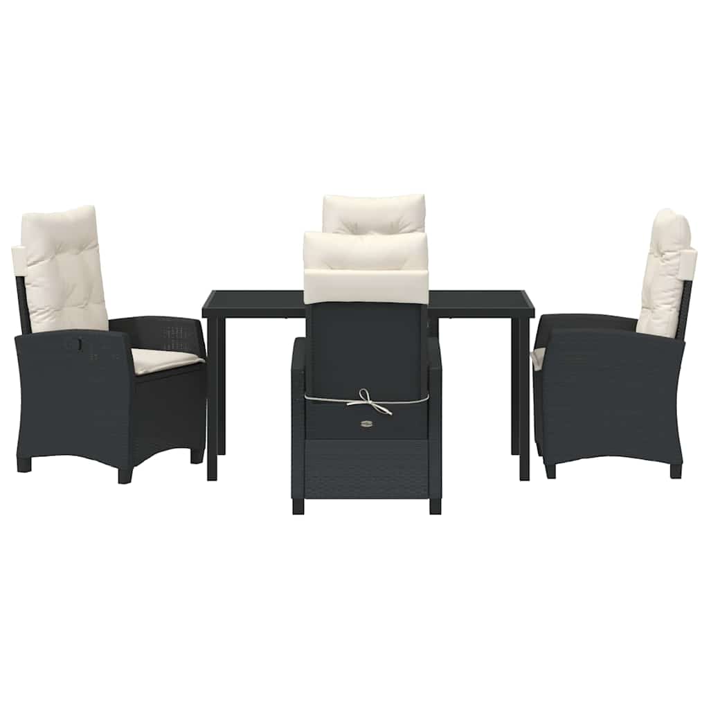 Have Spisebordssæt med pude 5 pcs Sort polyrattan