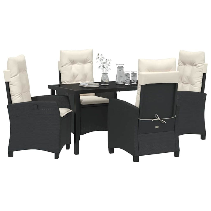 Have Spisebordssæt med pude 5 pcs Sort polyrattan
