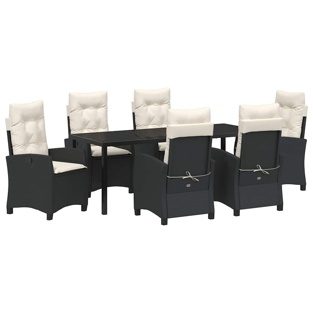 Have Spisebordssæt med pude 7 pcs Sort polyrattan