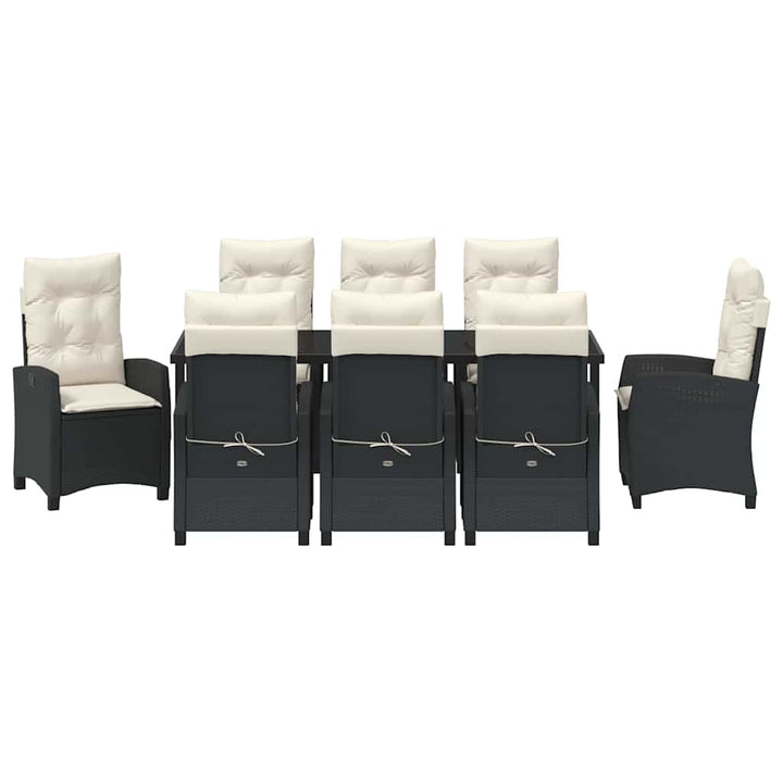 Have Spisebordssæt med pude 9 pcs Sort polyrattan