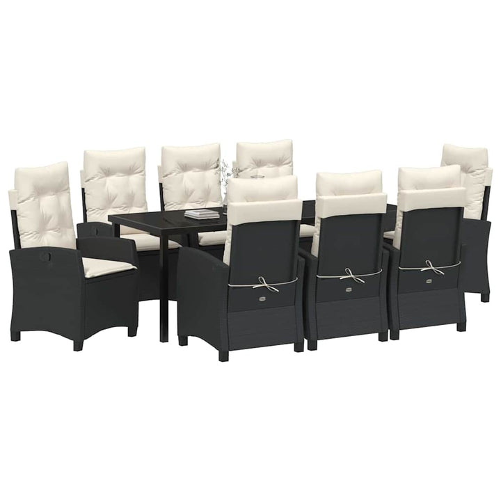 Have Spisebordssæt med pude 9 pcs Sort polyrattan