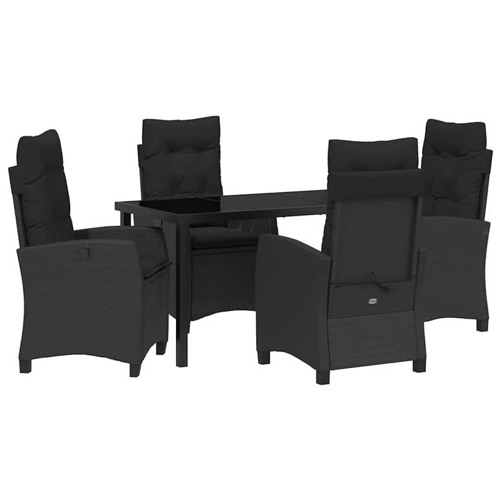 Have Spisebordssæt med pude 5 pcs Sort polyrattan