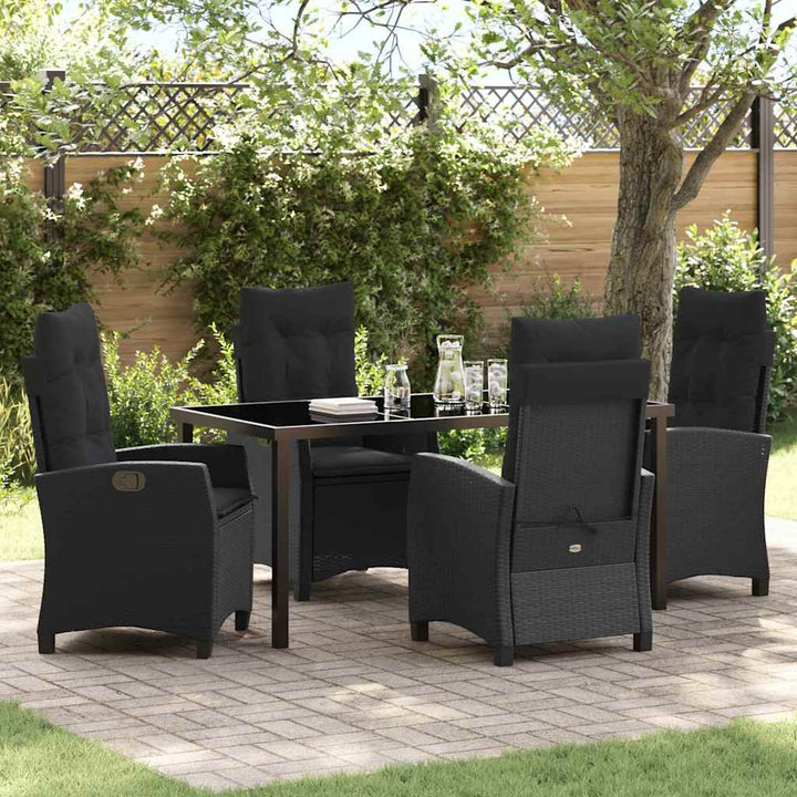 Have Spisebordssæt med pude 5 pcs Sort polyrattan