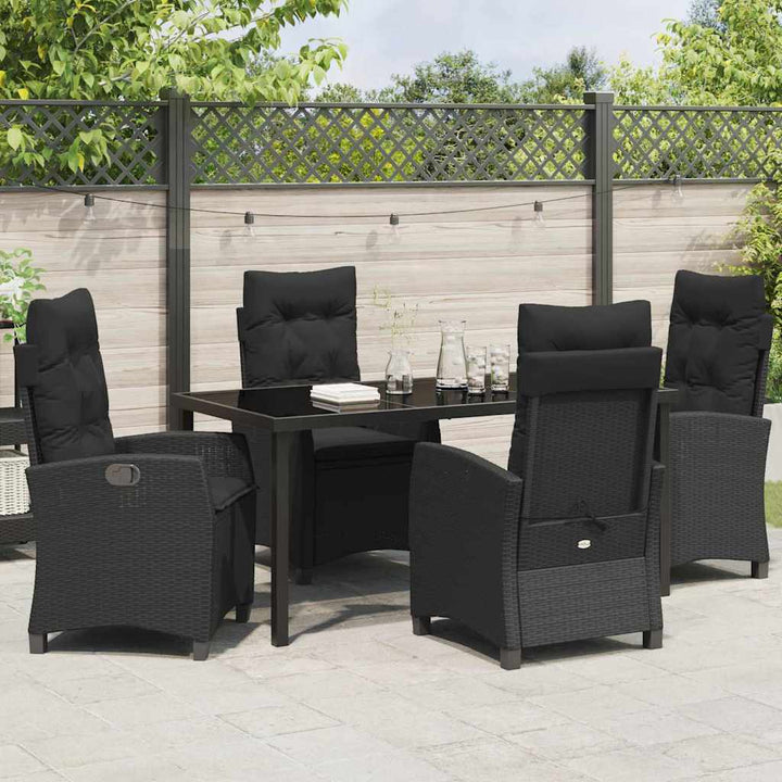 Have Spisebordssæt med pude 5 pcs Sort polyrattan