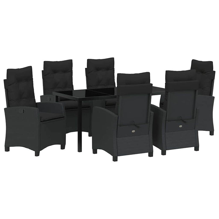 Have Spisebordssæt med pude 7 pcs Sort polyrattan
