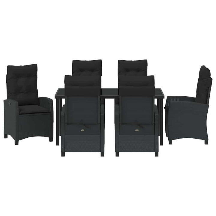 Have Spisebordssæt med pude 7 pcs Sort polyrattan