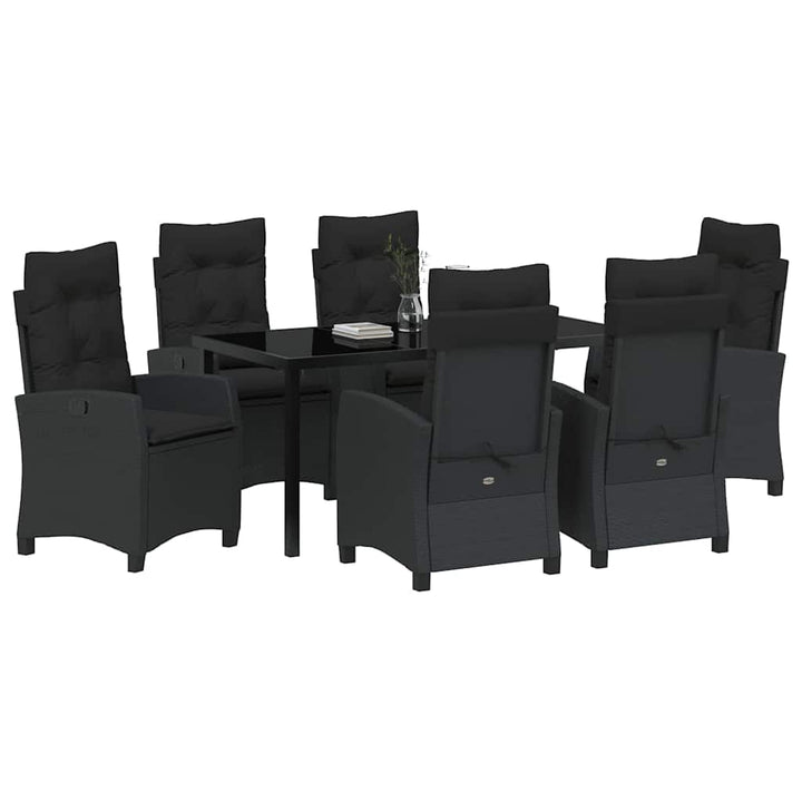 Have Spisebordssæt med pude 7 pcs Sort polyrattan