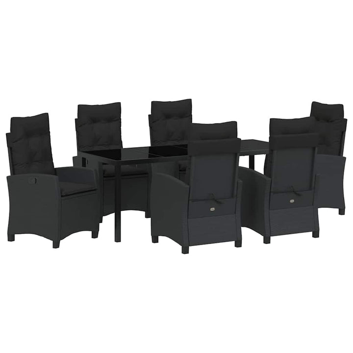 Have Spisebordssæt med pude 7 pcs Sort polyrattan