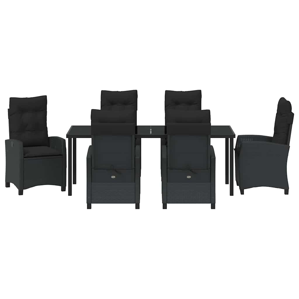 Have Spisebordssæt med pude 7 pcs Sort polyrattan
