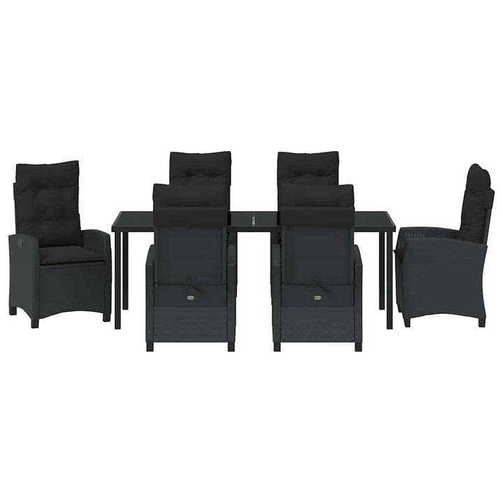 Have Spisebordssæt med pude 7 pcs Sort polyrattan
