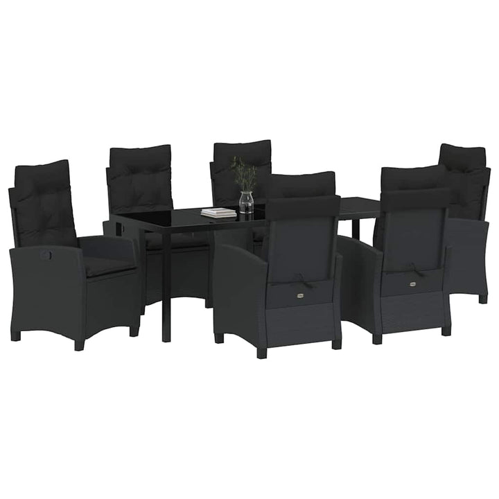 Have Spisebordssæt med pude 7 pcs Sort polyrattan