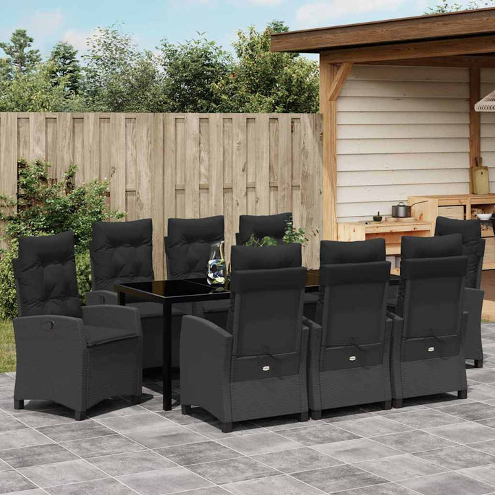 Have Spisebordssæt med pude 9 pcs Sort polyrattan