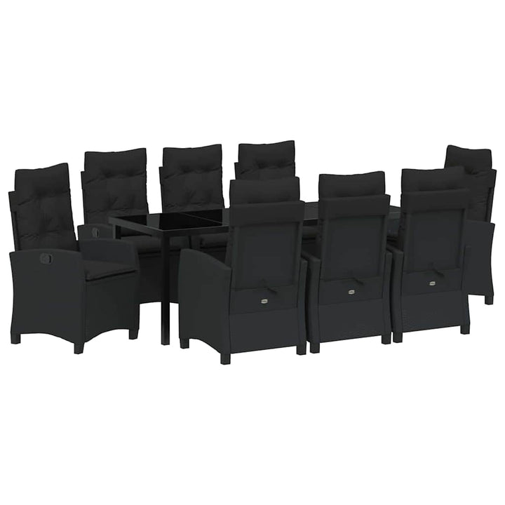 Have Spisebordssæt med pude 9 pcs Sort polyrattan