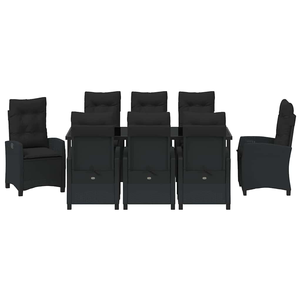 Have Spisebordssæt med pude 9 pcs Sort polyrattan