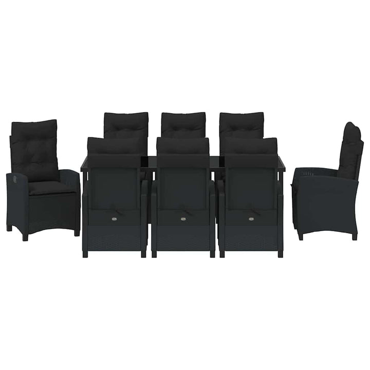 Have Spisebordssæt med pude 9 pcs Sort polyrattan