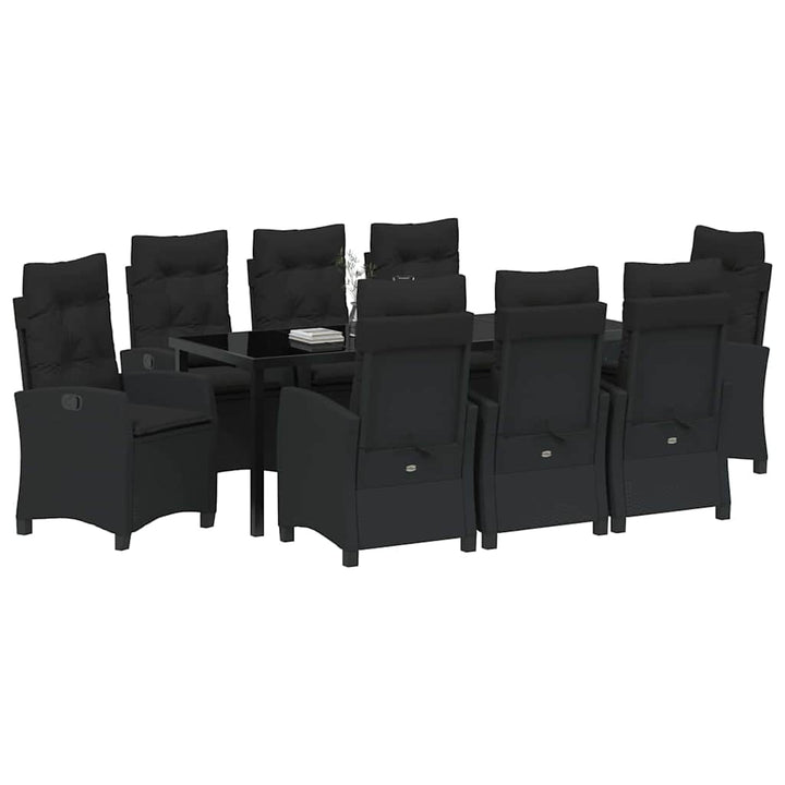 Have Spisebordssæt med pude 9 pcs Sort polyrattan