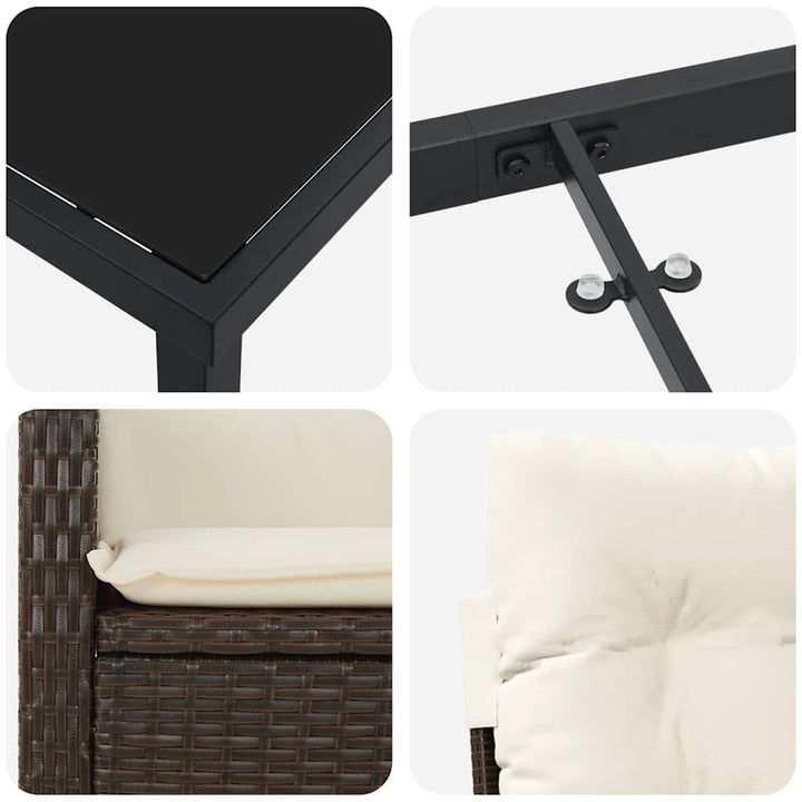 Have Spisebordssæt med pude 3 pcs Brun polyrattan