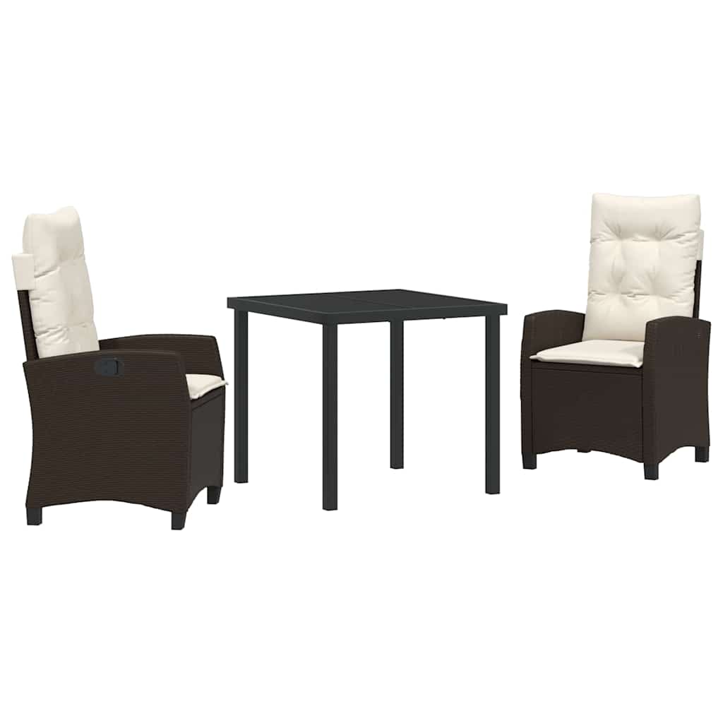 Have Spisebordssæt med pude 3 pcs Brun polyrattan