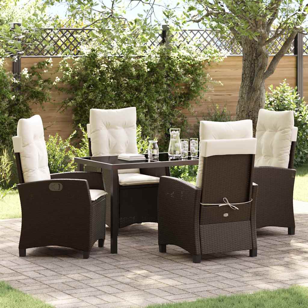 Have Spisebordssæt med pude 5 pcs Brun polyrattan