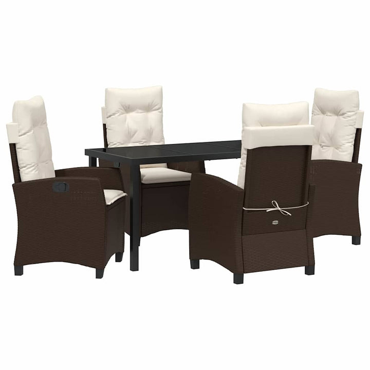 Have Spisebordssæt med pude 5 pcs Brun polyrattan