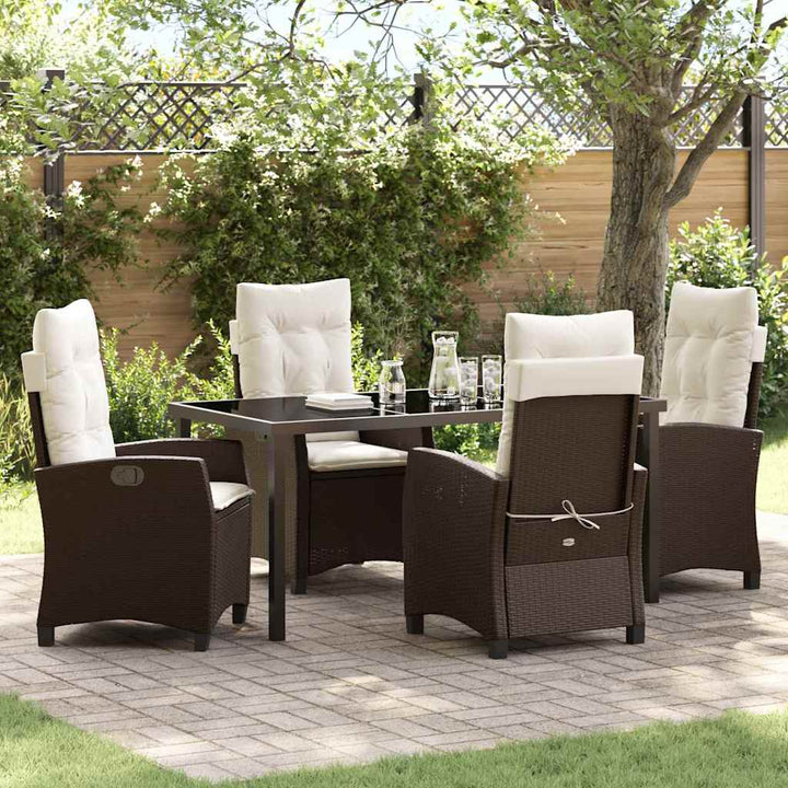 Have Spisebordssæt med pude 5 pcs Brun polyrattan