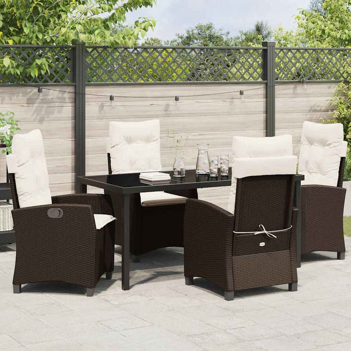 Have Spisebordssæt med pude 5 pcs Brun polyrattan