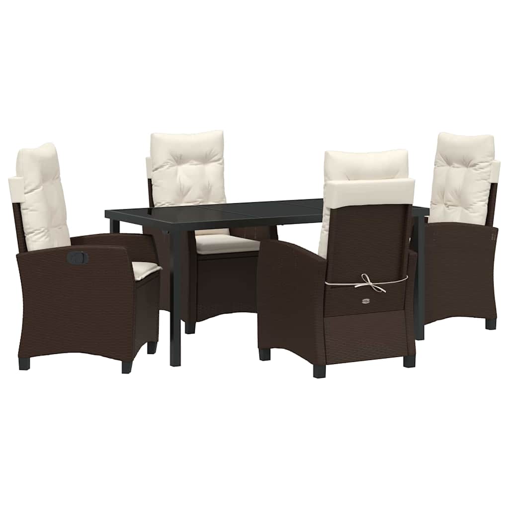 Have Spisebordssæt med pude 5 pcs Brun polyrattan