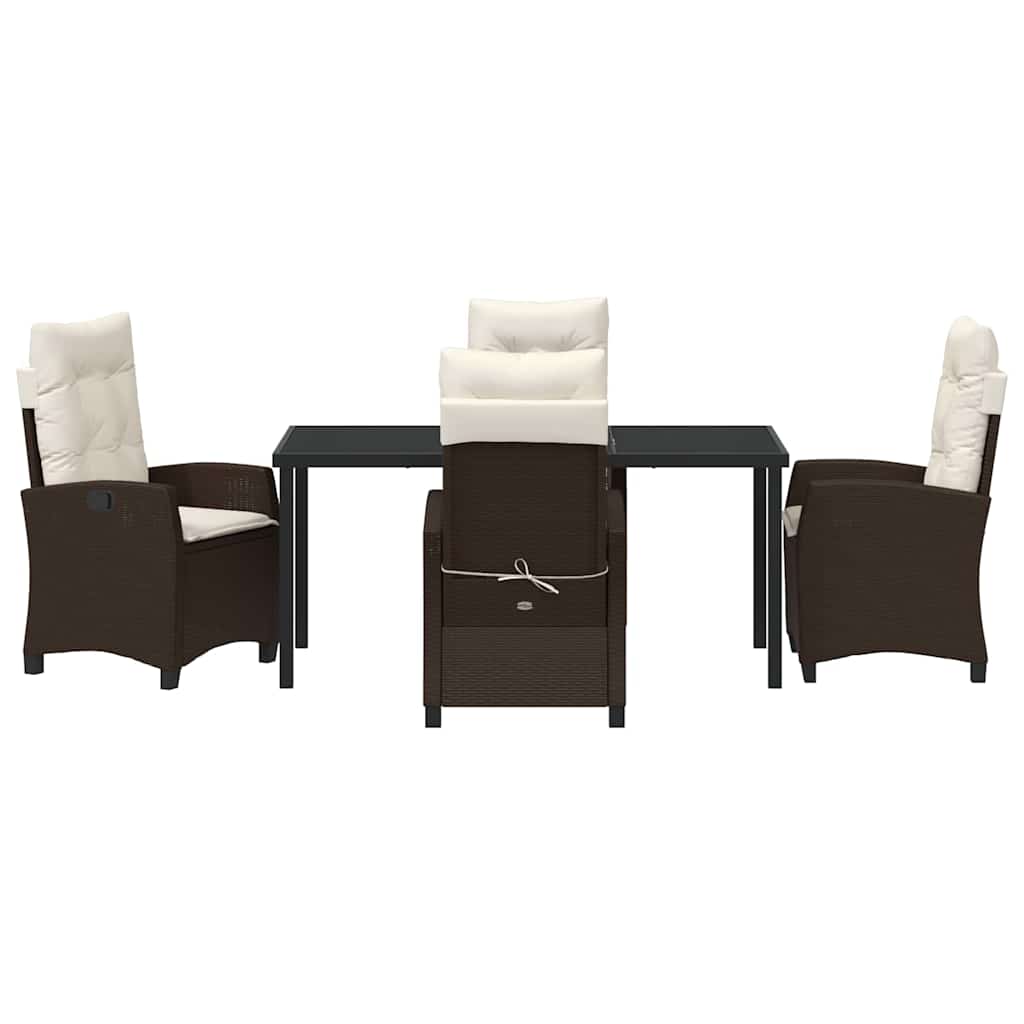 Have Spisebordssæt med pude 5 pcs Brun polyrattan