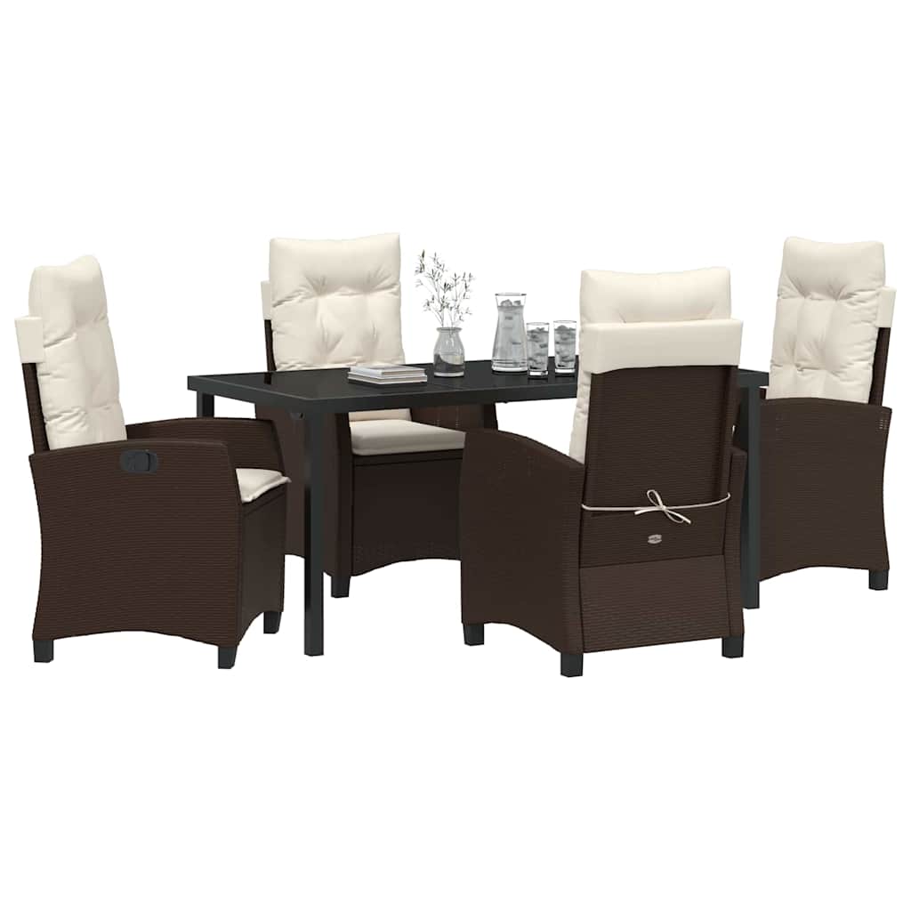 Have Spisebordssæt med pude 5 pcs Brun polyrattan