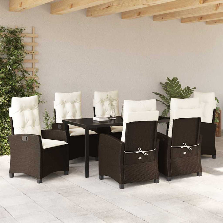 Have Spisebordssæt med pude 7 pcs Brun polyrattan