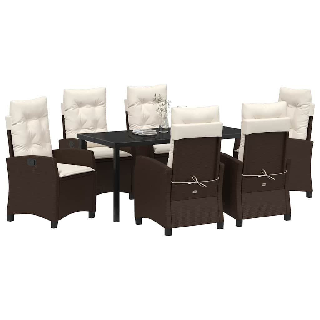 Have Spisebordssæt med pude 7 pcs Brun polyrattan