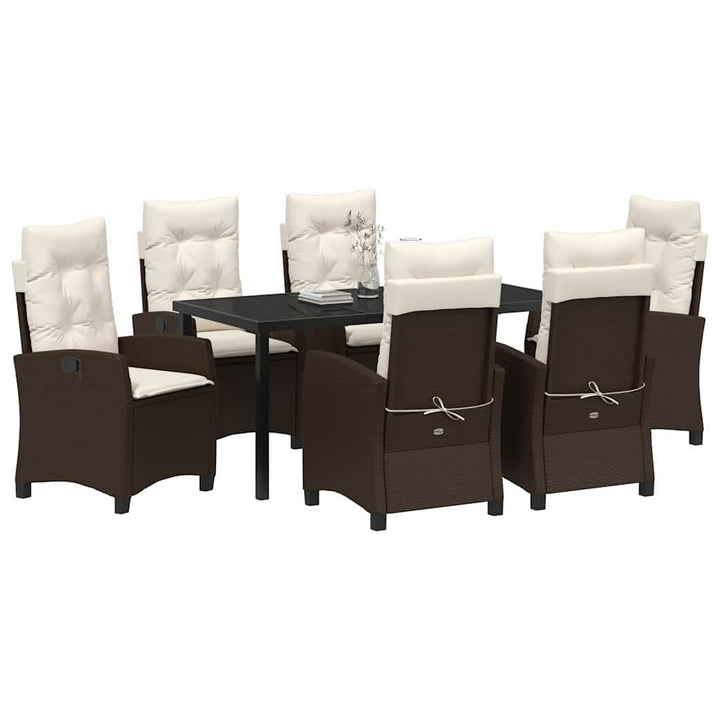 Have Spisebordssæt med pude 7 pcs Brun polyrattan