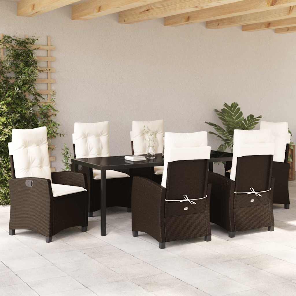 Have Spisebordssæt med pude 7 pcs Brun polyrattan
