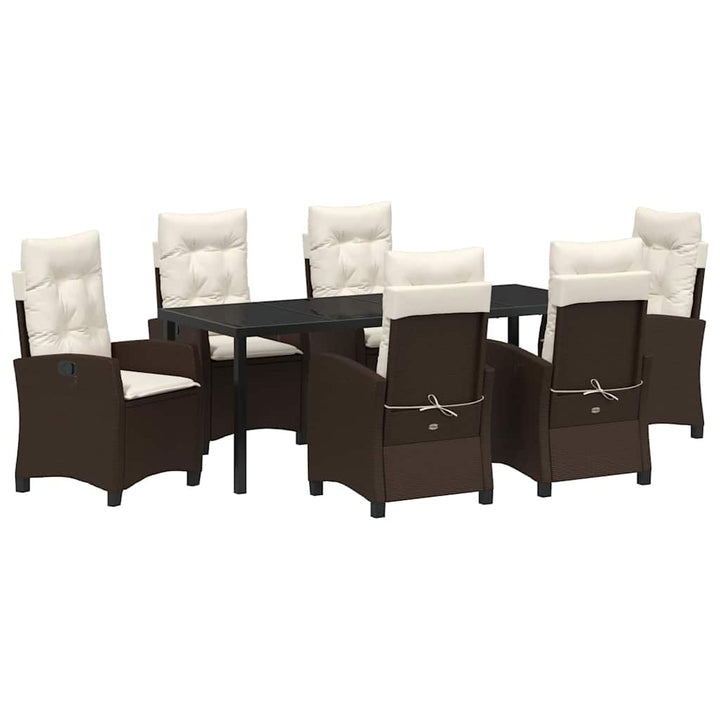 Have Spisebordssæt med pude 7 pcs Brun polyrattan
