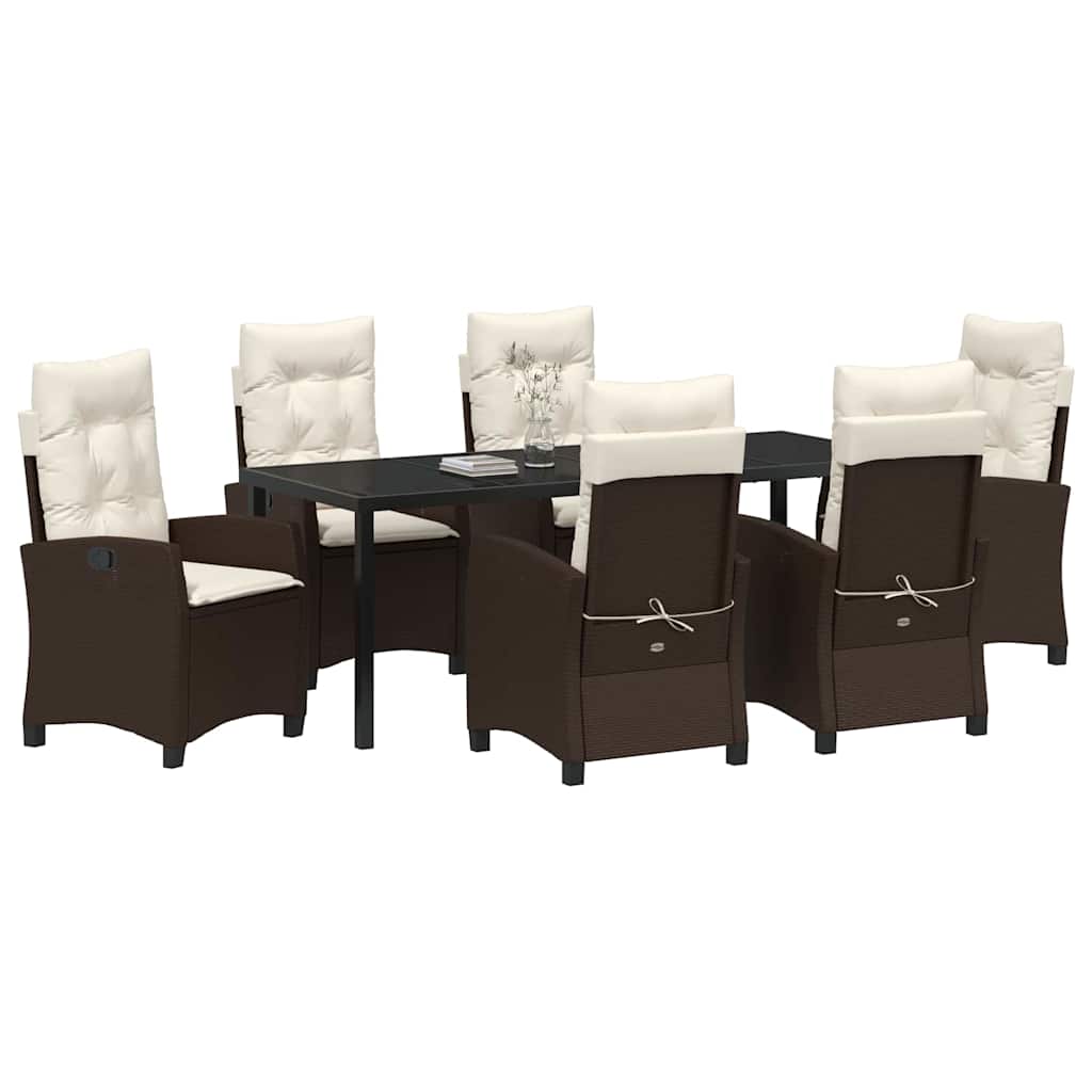 Have Spisebordssæt med pude 7 pcs Brun polyrattan