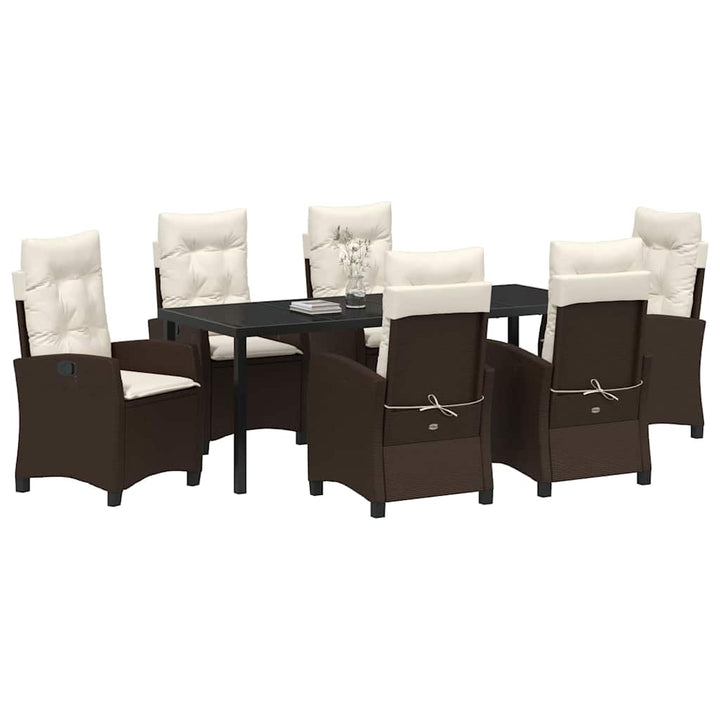 Have Spisebordssæt med pude 7 pcs Brun polyrattan