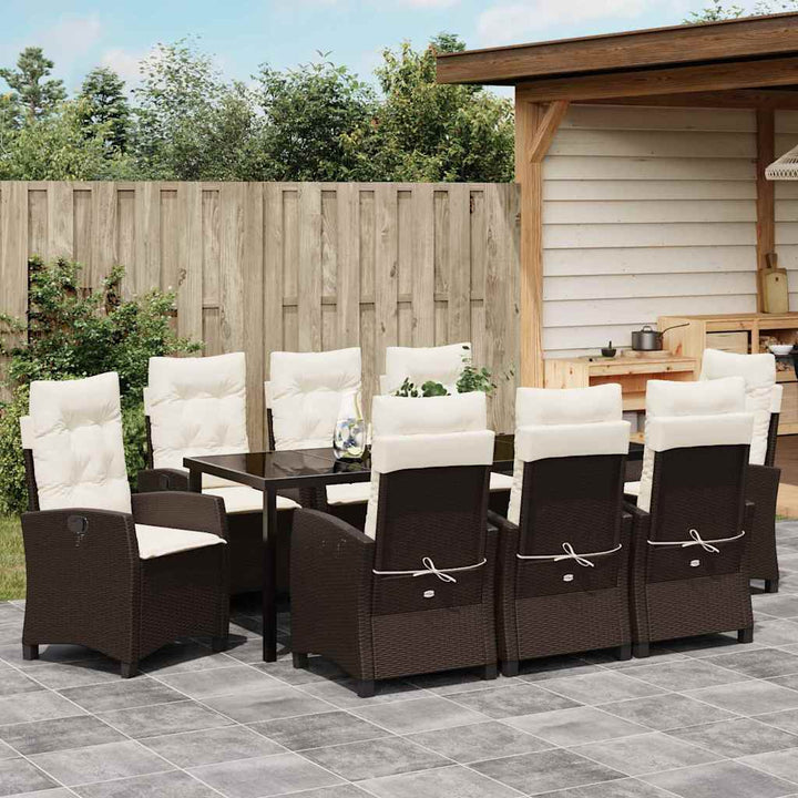 Have Spisebordssæt med pude 9 pcs Brun polyrattan