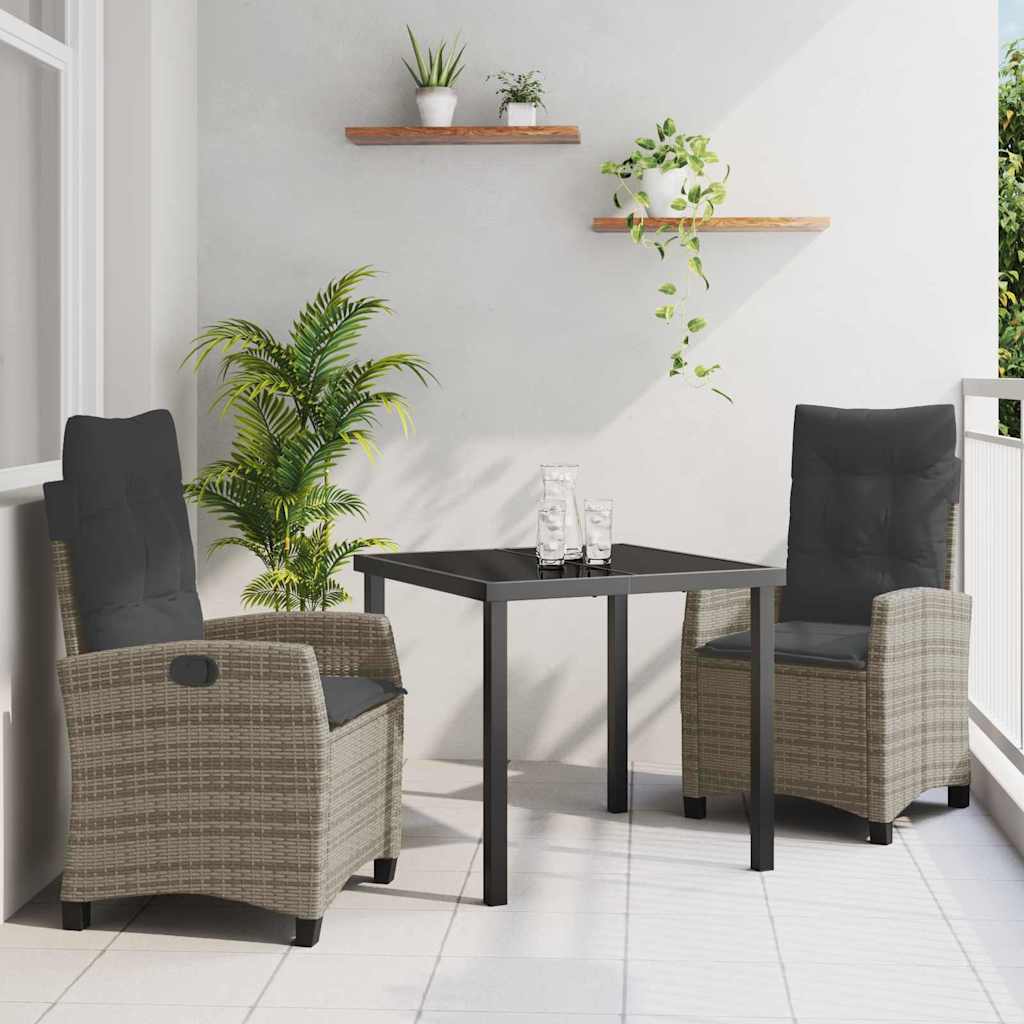 Have Spisebordssæt med pude 3 pcs Grå polyrattan