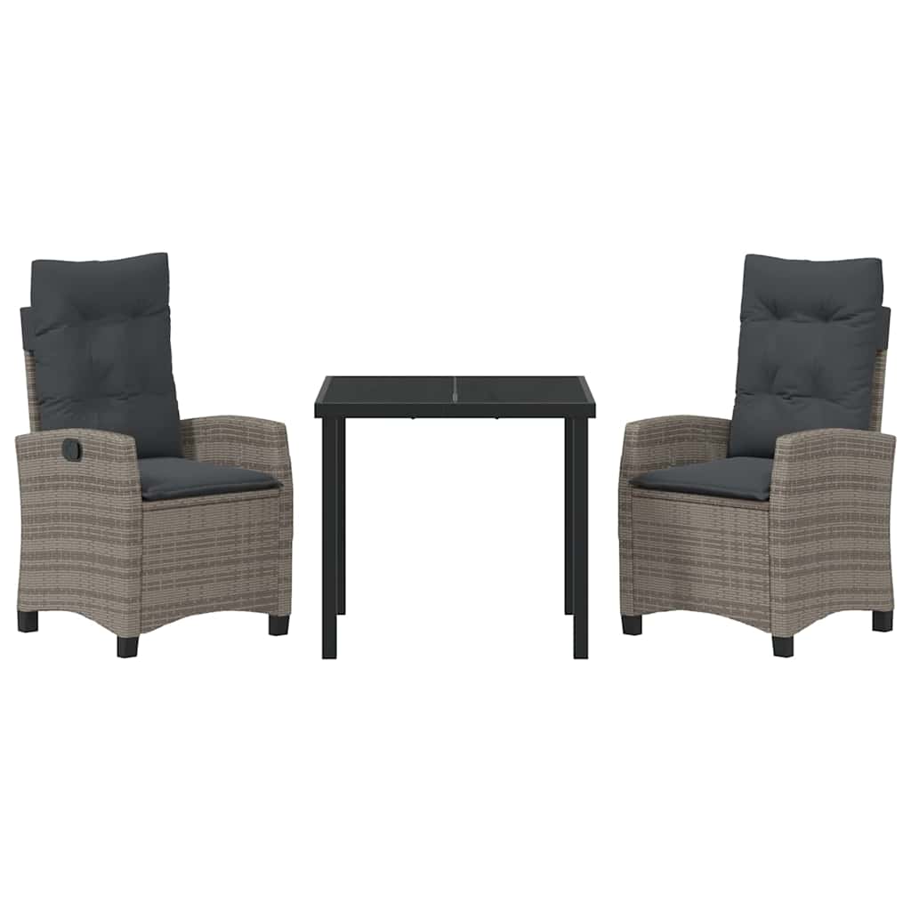 Have Spisebordssæt med pude 3 pcs Grå polyrattan