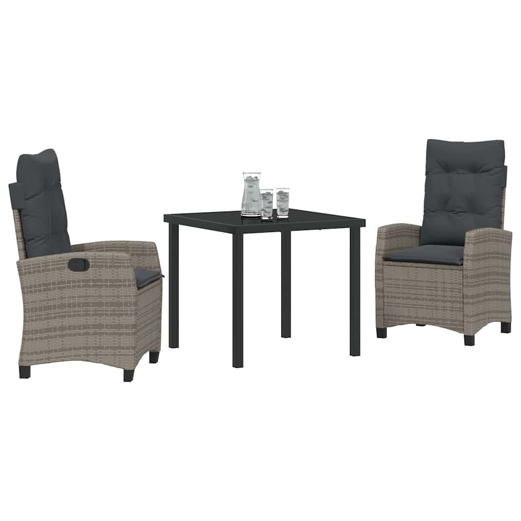 Have Spisebordssæt med pude 3 pcs Grå polyrattan